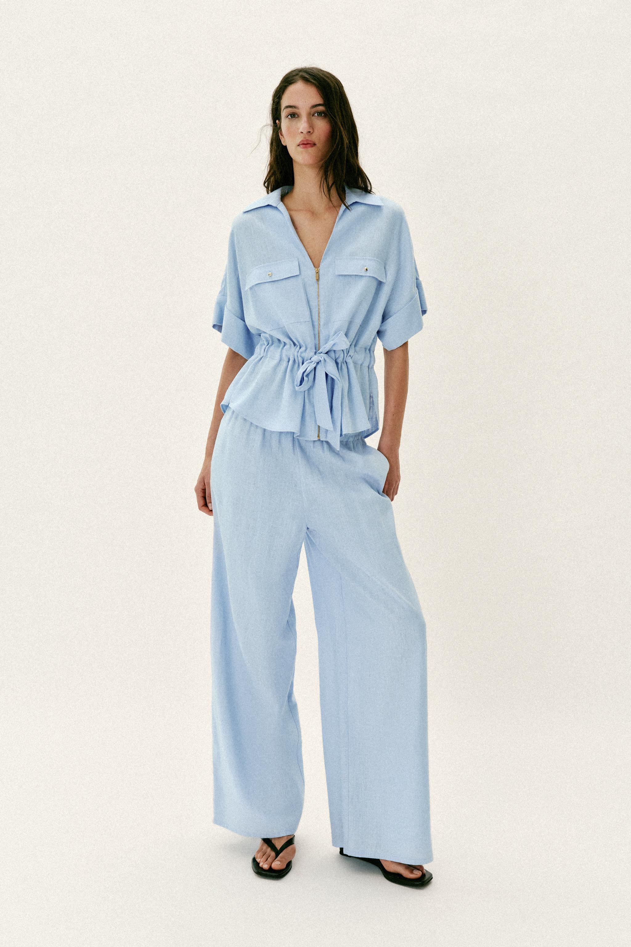 PANTALON LARGE AVEC LIN